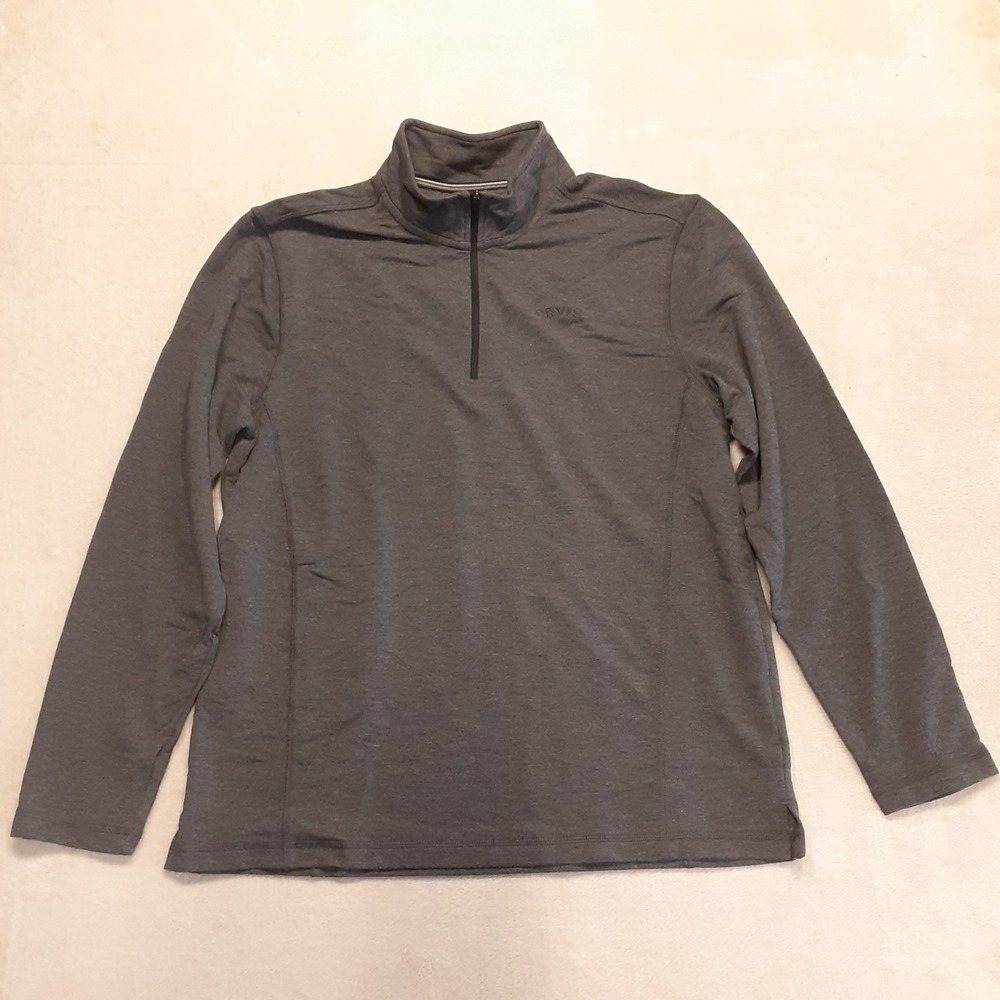 Orvis Mens LS 1/4 Zip Pullover Shirt Large Gray Activewear Rayon Blend